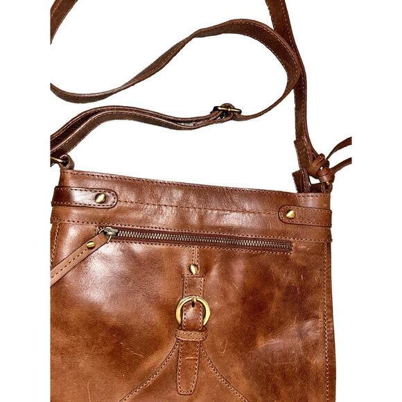 Diba True Women Brown‎ Leather Zipper Outer Pockets Crossbody Strap Shoulder Bag - Picture 3 of 9